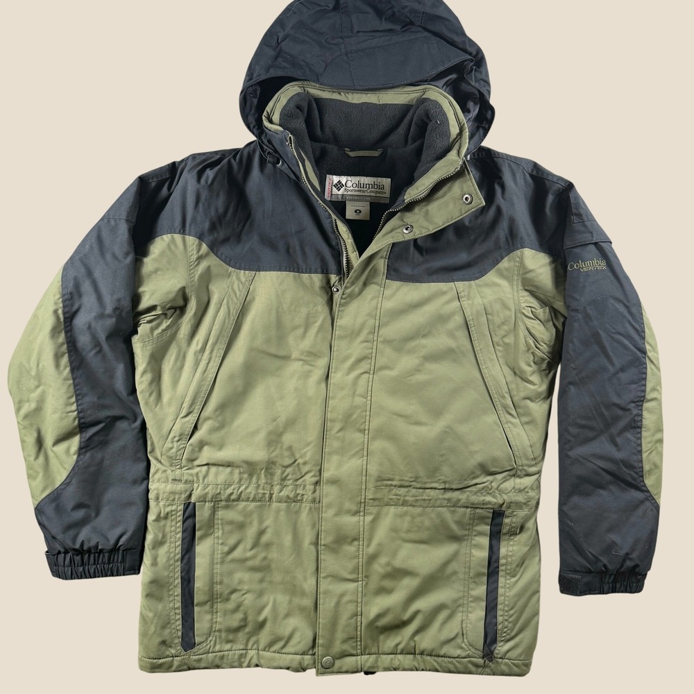 Columbia‎ Vertex Jacket Men M Green Black Hooded Insulated Winter Parka Gorpcore
